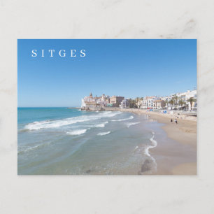 Sitges beach view postcard