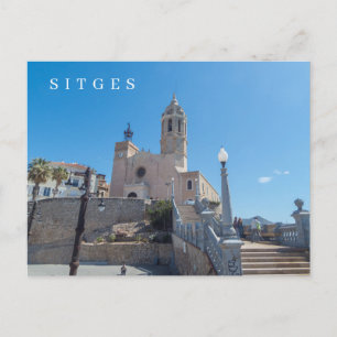 Sitges church view postcard