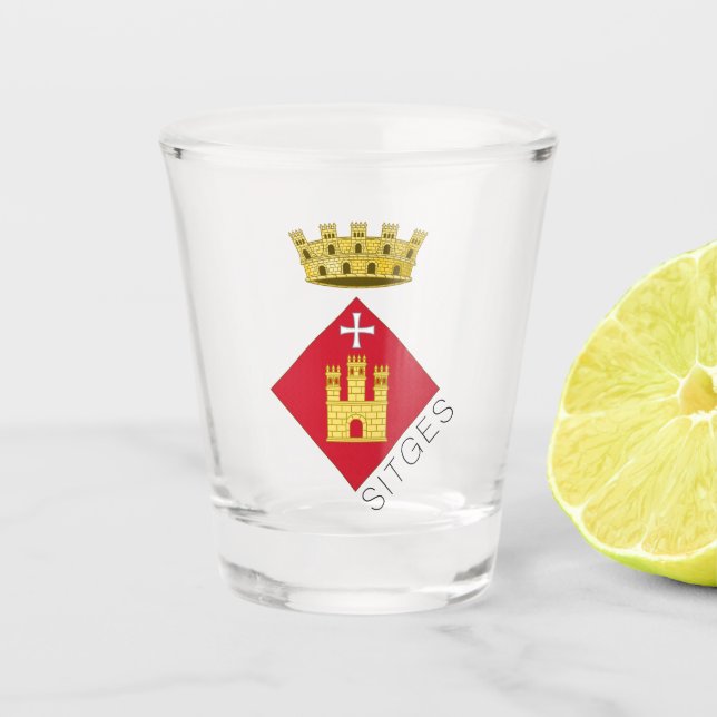 Sitges coat of arms, Catalunya (ESP) Shot Glass (Front)