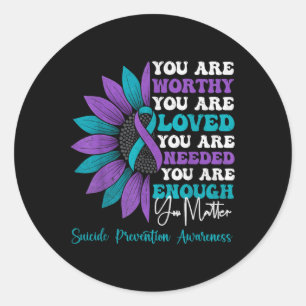Sitive Motivational Suprt Suicide Prevention Aware Classic Round Sticker