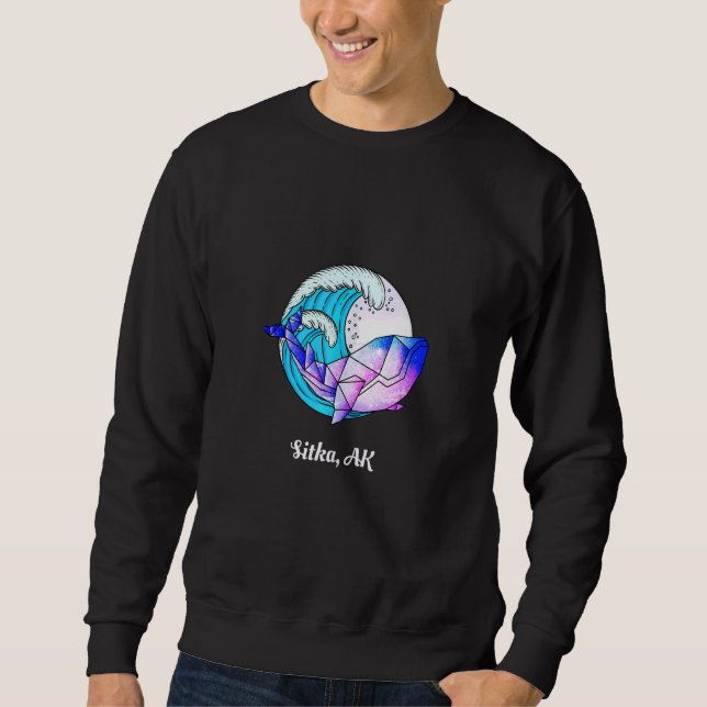 Sitka Ak Japanese Paint Geometric Orca Killer Whal Sweatshirt (Front)