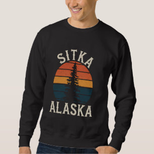 Sitka Alaska AK Retro Sunset Hiking Camping Outdoo Sweatshirt