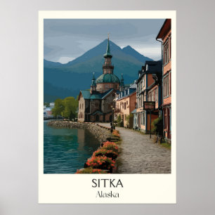 Sitka Alaska Historic Waterfront Town Poster