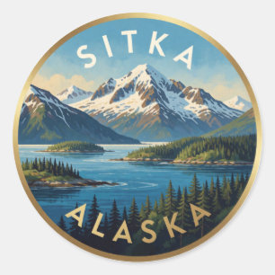 Sitka Alaska Mount Edgecumbe Travel Classic Round Sticker