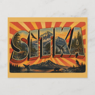 Sitka Alaska Rainforest Mountain Coast Art Postcard