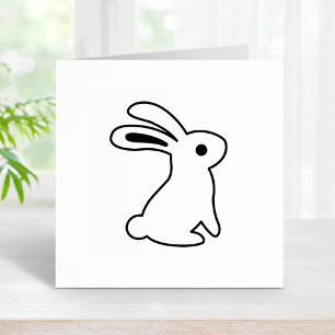 Sitting Alert Bunny Rabbit Colour Me Rubber Stamp