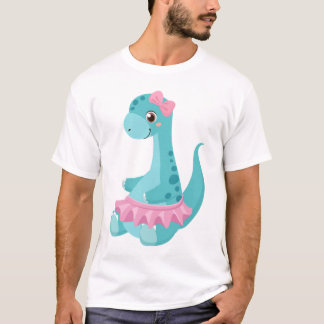 Sitting baby dinosaur with pink ballet tutu  T-Shirt