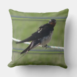 Sitting Barn Swallow Throw Pillow