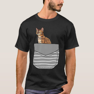 Sitting Bengal Cat In Pocket T-Shirt