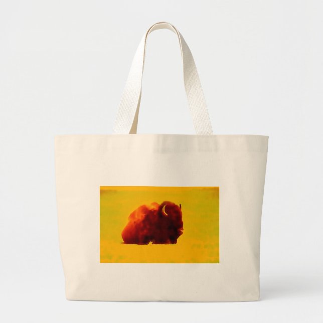 Sitting Bison Large Tote Bag (Front)