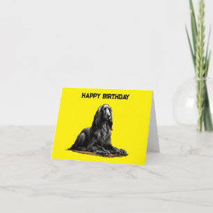 Sitting black Afghan hound Card
