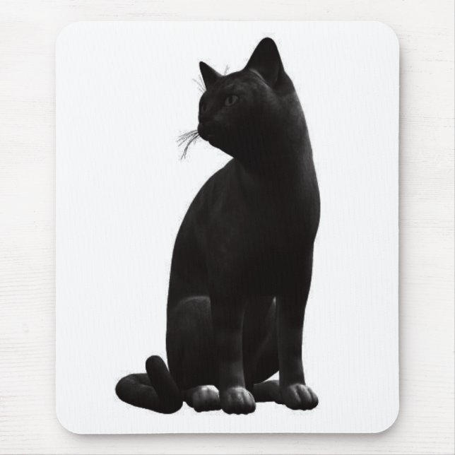 Sitting Black Cat Mouse Pad (Front)