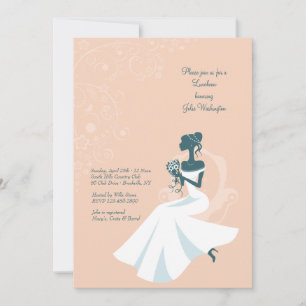 Sitting Bride African American Shower Invitation