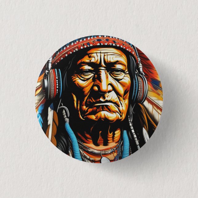 SITTING BULL 2 3 CM ROUND BADGE (Front)