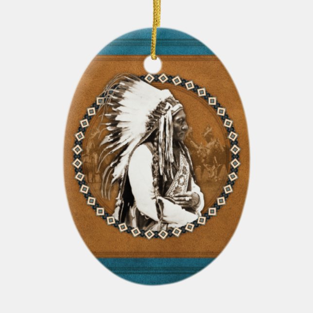Sitting Bull Designs Ceramic Tree Decoration (Front)