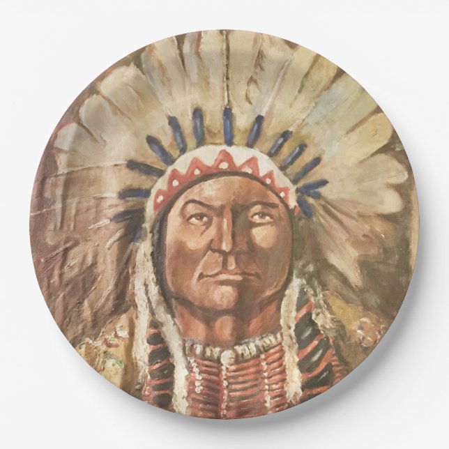 Sitting Bull Indian Chief Paper Plate (Front)