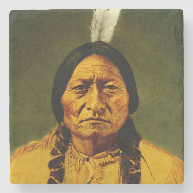 Sitting Bull Native American First Nations Chief Stone Coaster (Front)