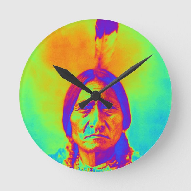 Sitting Bull Round Clock (Front)