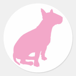 Sitting Bull Terrier (pink) Classic Round Sticker
