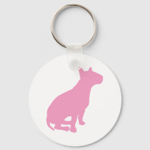 Sitting Bull Terrier (pink) Key Ring