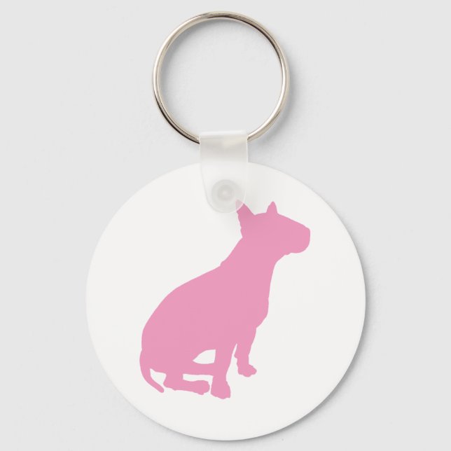 Sitting Bull Terrier (pink) Key Ring (Front)