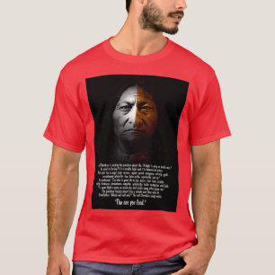 Sitting Bull with Two Wolves text Long  T-Shirt
