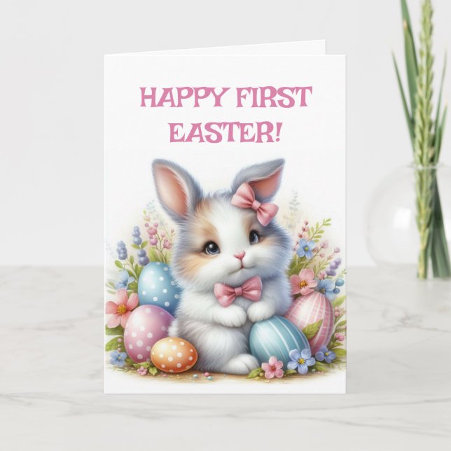 SITTING BUNNY FIRST EASTER CARD (Front)