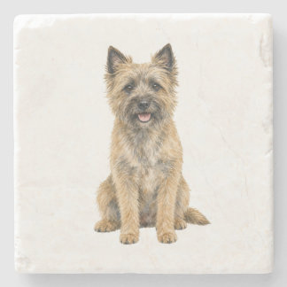 Sitting Cairn Terrier Natural Stone Coaster