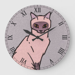 Sitting cat  by Julie de Graag Large Clock