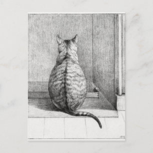 Sitting cat, from behind (1812) postcard