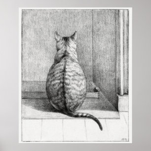 Sitting cat, from behind (1812) poster