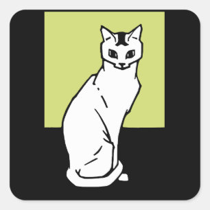 Sitting Cat Julie de Graag Art Nouveau Square Sticker