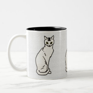 Sitting Cat on Grey by Julie de Graag Two-Tone Coffee Mug