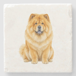 Sitting Chow Chow Natural Stone Coaster