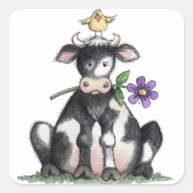 Sitting Cow - Stickers (Front)