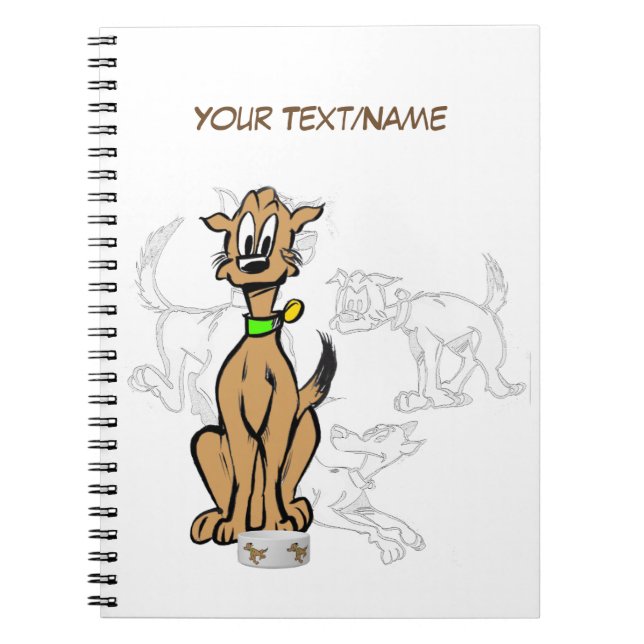 Sitting Dog Cartoon Customisable Sketch Notebook (Front)
