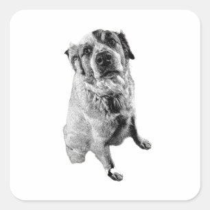Sitting Dog Line Art Sticker