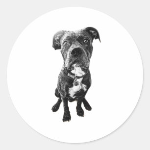 Sitting Dog Sticker – Realistic Black & White Pose