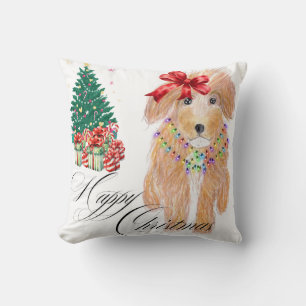Sitting Dog  with bow Christmas  Cushion