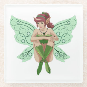 SITTING FAIRY GLASS COASTER