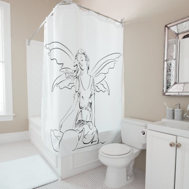 Sitting Fairy with Wings Shower Curtain (In Situ)