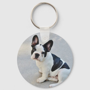 sitting french bulldog key ring