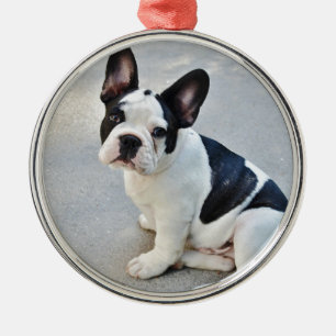 sitting french bulldog metal ornament
