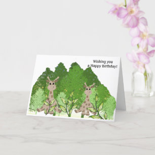 Sitting Giraffe Birthday Wishes Card