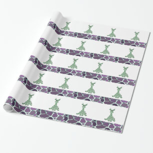 Sitting Giraffe with Giraffe Fur Print Wrapping Paper