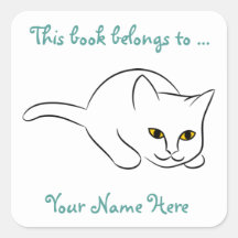 Sitting Kitty Customisable Bookplate Stickers