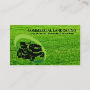 Sitting Lawn Mower Logo Cut Grass Business Card