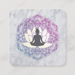 Sitting Lotus Mandala and Marble Square Business Card
