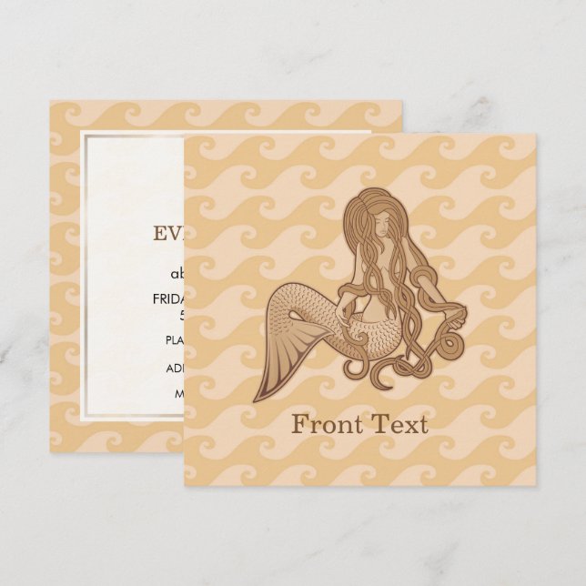 Sitting Mermaid Beige Invitation (Front/Back)