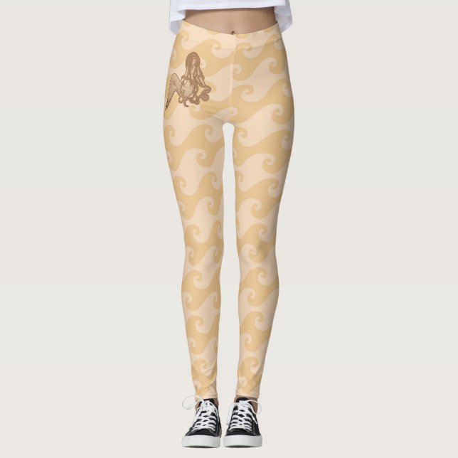 Sitting Mermaid Beige Leggings (Front)